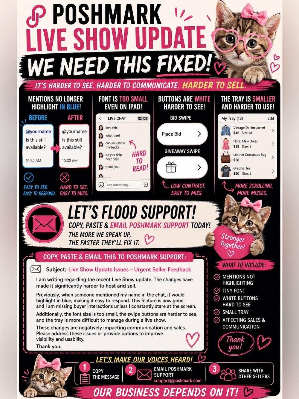 Live Show Update Support letter